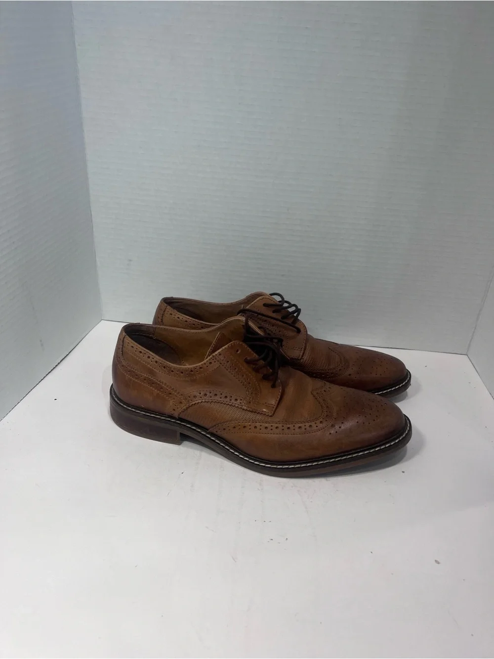Alfani Brown Leather Wingtip Derby Shoes